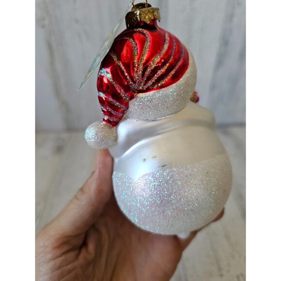 Old world snowman presents glitter glass ornaments OWC sparkle white - Picture 5 of 9